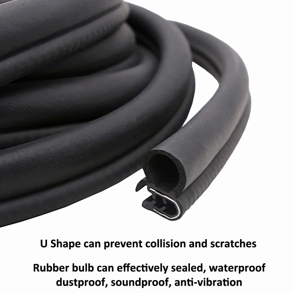 ETOPARS 118" Pollice Guarnizione in Gomma per Porta Auto Protezioni del Bordo della Portiera Forma U Striscia di Tenuta con Lampadina Laterale per Auto Barca 10mm X 17mm