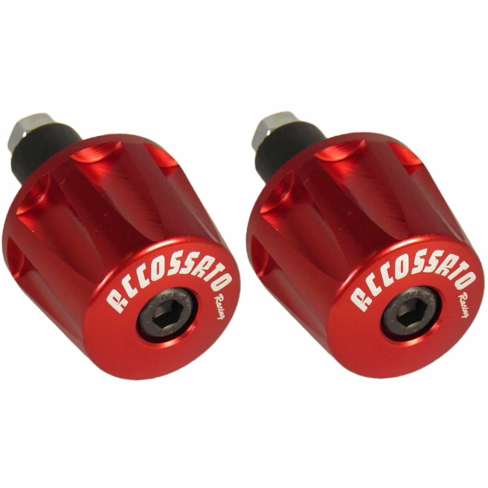 Coppia di contrappesi Accossato rossi per manubri con foro interno Ø da 12mm a 20mm per Ducati 848 dal 2008 al 2011 (CC 848)