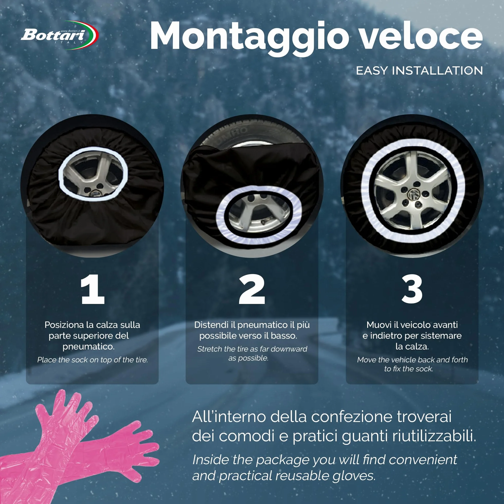 Bottari Calze da Neve Omologate Italia Arctic Socks 2 Calze Taglia M Nero R13-R19
