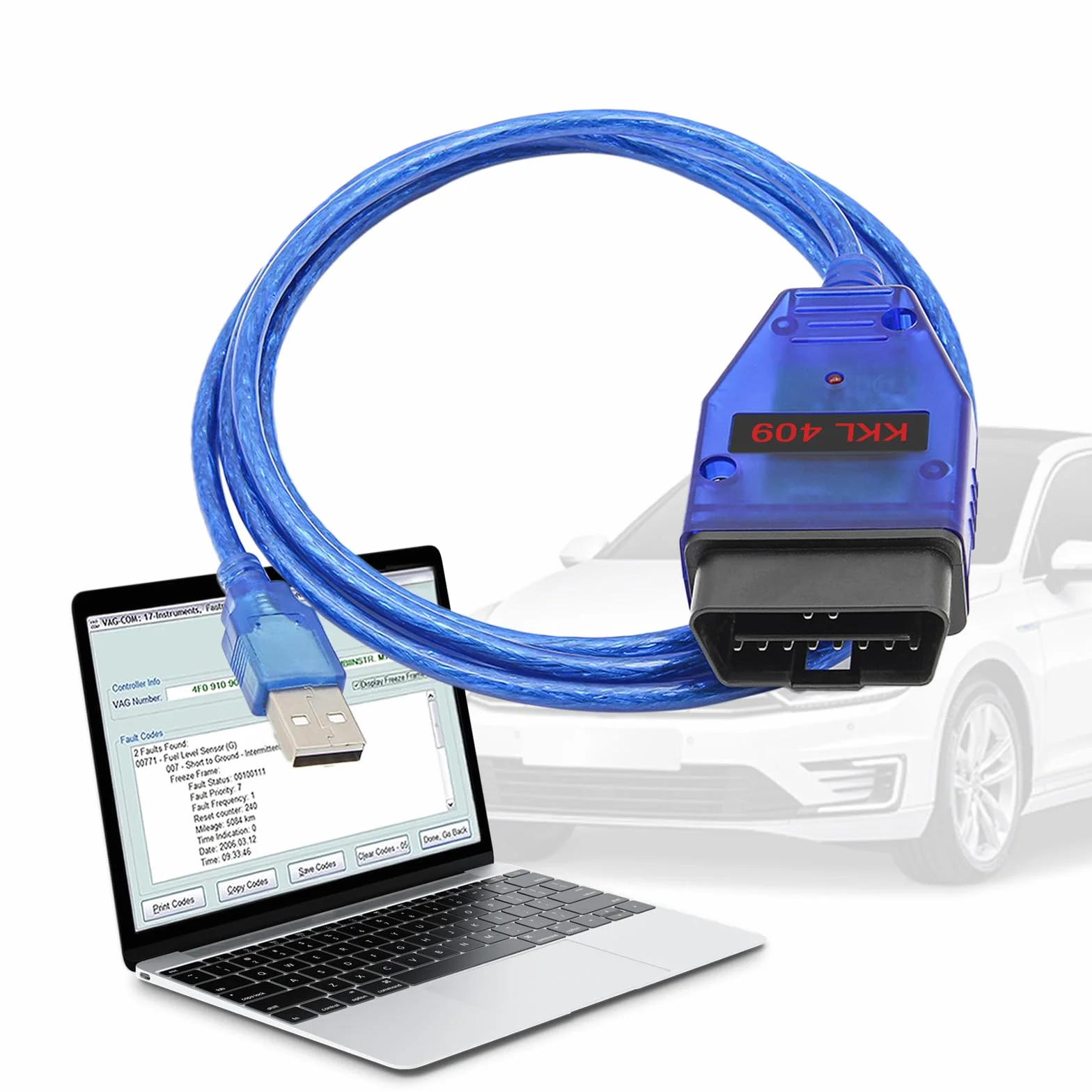 KKL 409 cavo USB OBD2 FTDI FT232RL per VW Audi Seat Skoda 1996+ diagnostica ECU VAG-COM Windows XP