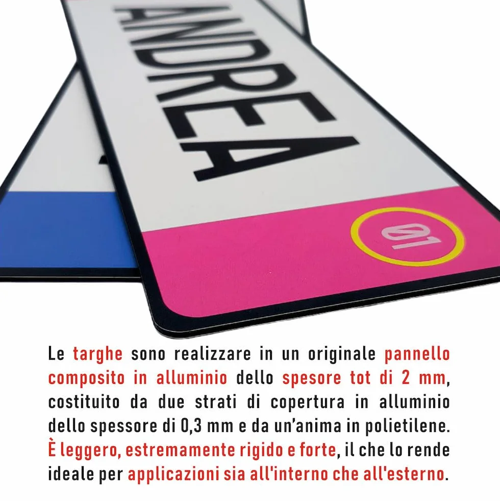Targa Espositiva Auto Camion Alluminio Rigido Ventosa 36x11cm 48x11cm 20x40cm