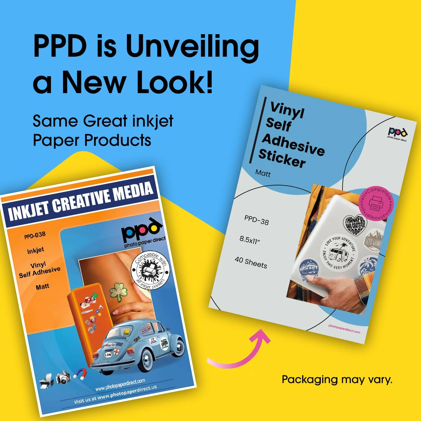 PPD A4 40 Fogli Di Carta Vinile Autoadesiva Opaca Per Stampanti Inkjet - Sticker Bianco - PPD-38-40