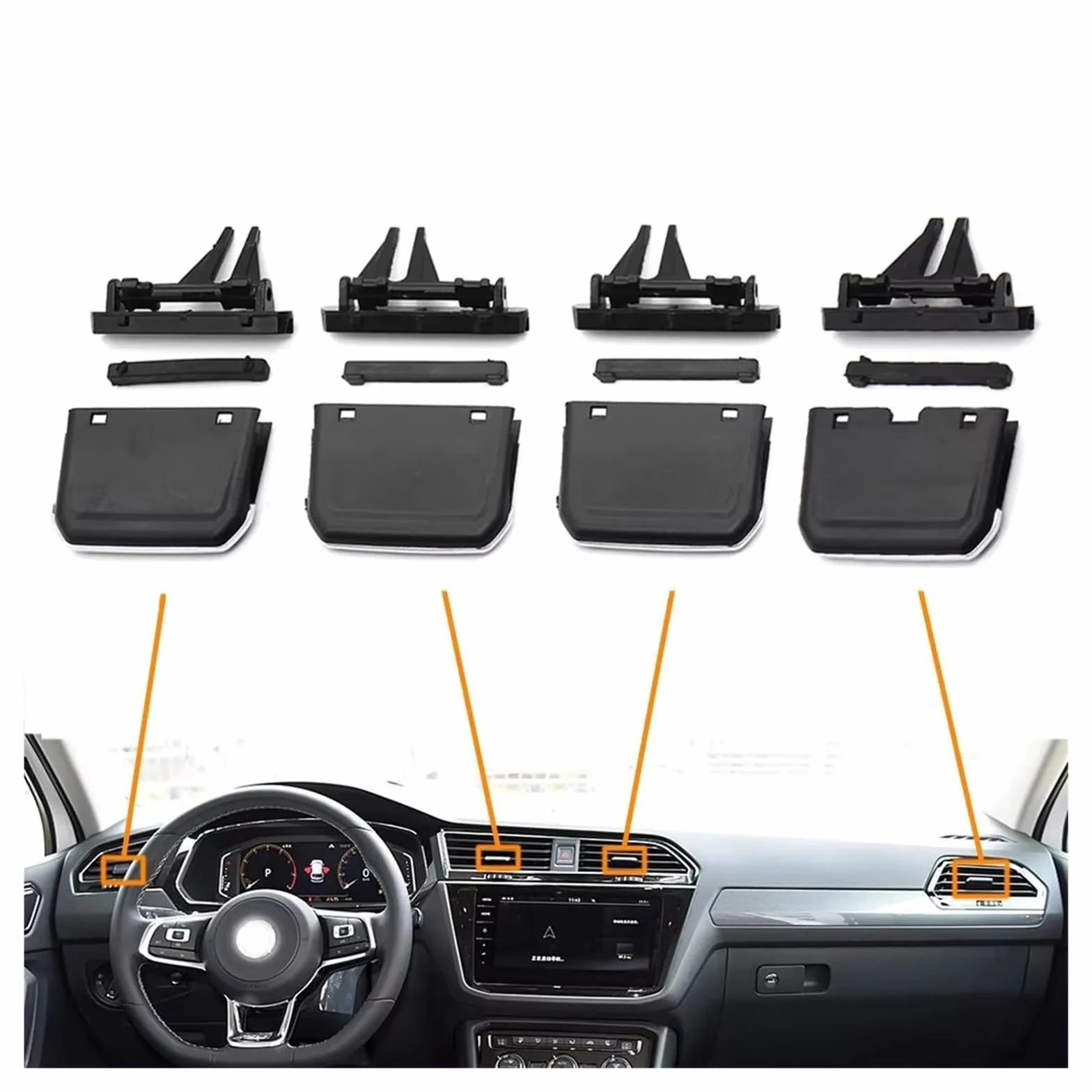 Bocchetta Aria Condizionata Per VW Per Tiguan LX 2017 2018 2019 2020 2021 2022 LHD RHD Kit Di Riparazione Per Presa D'aria Condizionata(RHD 4PCS SET)