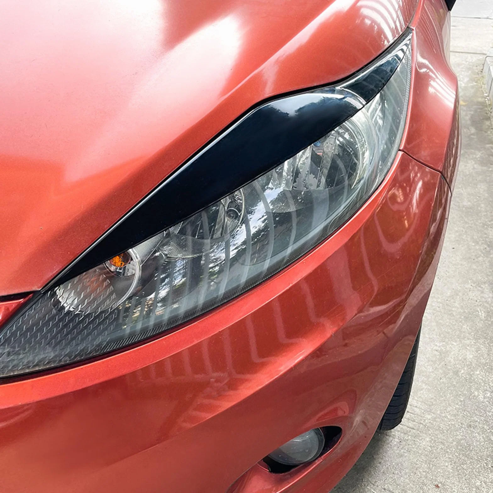 ALKOY Ford Fiesta MK6 2008-2011 2012 Gloss Black Anteriore Faro Sopracciglio Palpebra Adesivi