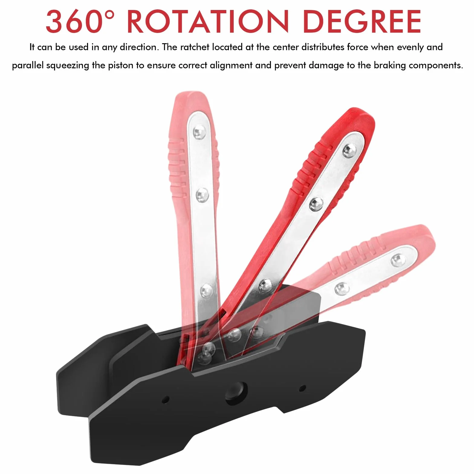 Strumento a Cricchetto per Pinza Freno Retrattore Pistoncino Freno Rosso Set Presse con 4 Ganci Sostituzione Pastiglie Freno Riparazioni Freni Auto