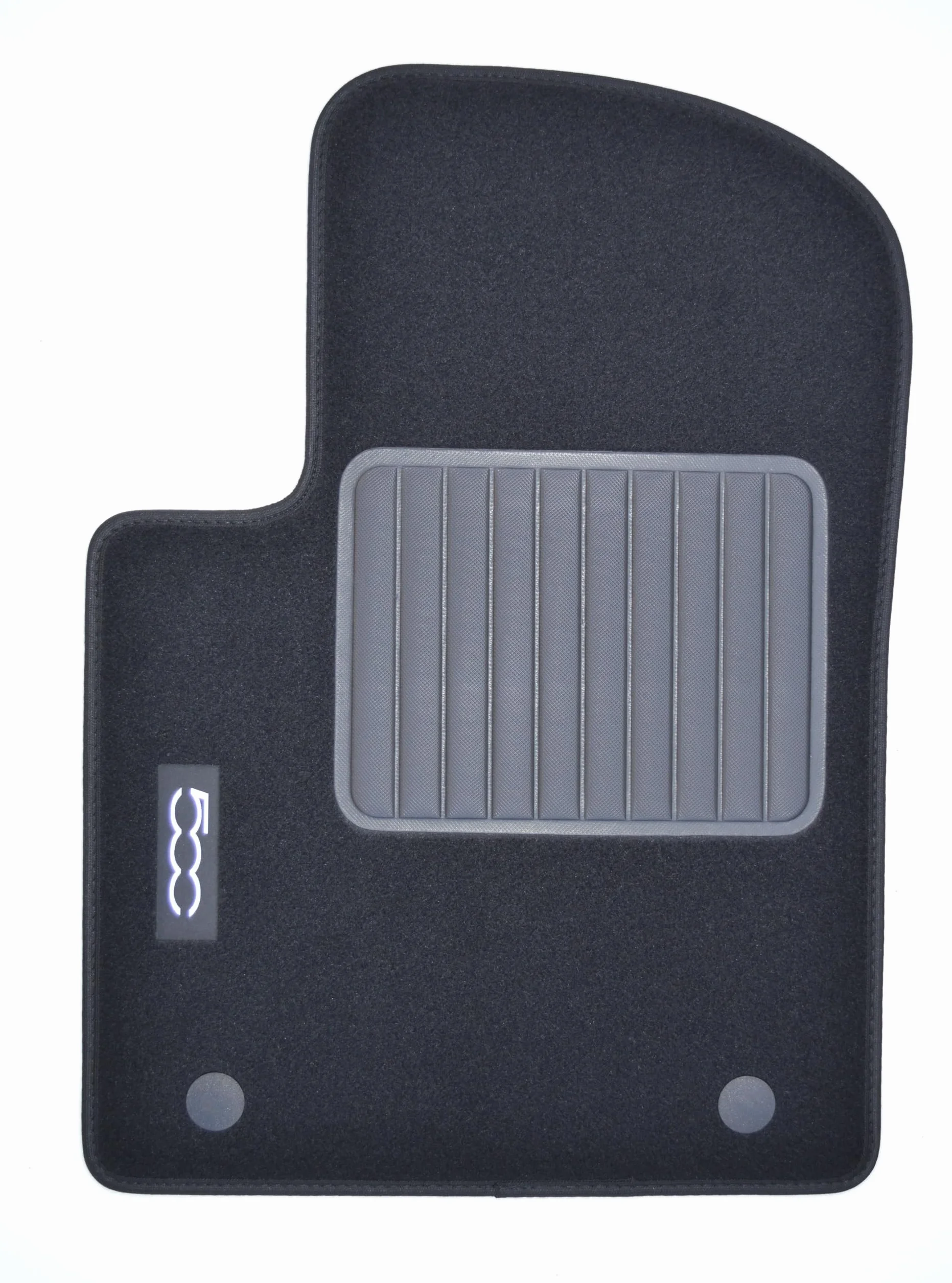 Tappetini Per Fiat 500 dal 2015, Con Logo Ricamato 2 Pin Di Sicurezza, Alta Qualità, Made In Italy.