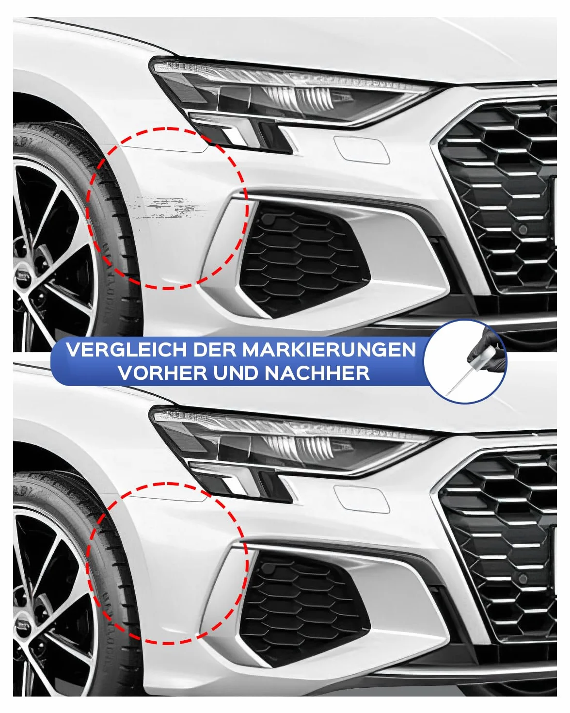 Audi Kit di vernice per ritocchi bianco metallizzato per graffi e scheggiature