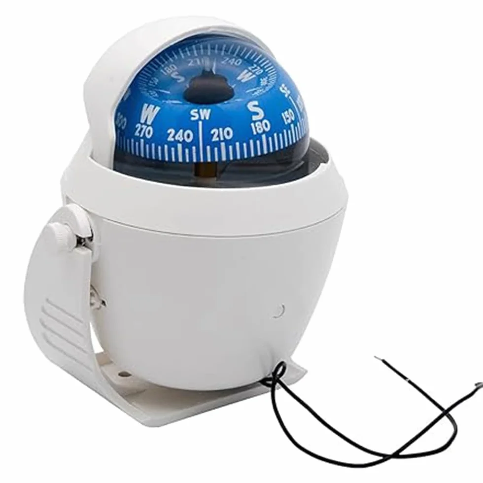 Riloer Bussola Marina con Staffa di Montaggio, Illuminazione LED 12V, Impermeabile per Barche Auto Camper