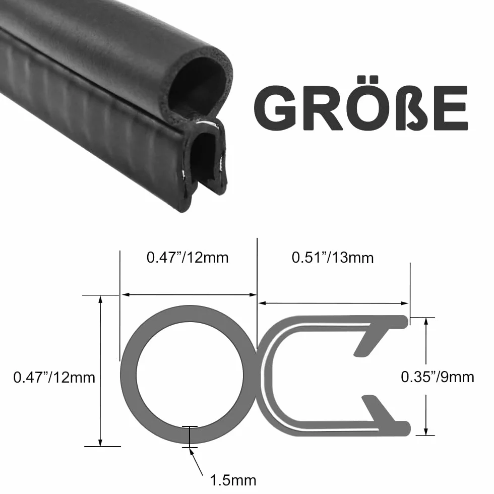 Guarnizione per portiera auto, 6m Guarnizione in gomma per bagagliaio, protezione bordi con guarnizione superiore, per auto, barche, camper, camion e applicazioni domestiche