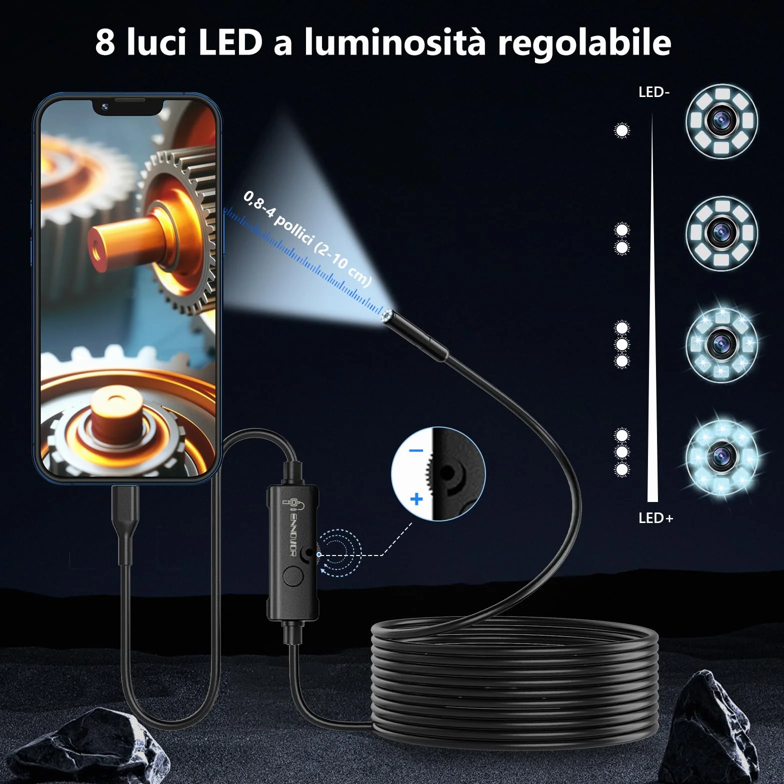 Telecamera di ispezione endoscopica 1920P IP67 impermeabile USB No WiFi per Android