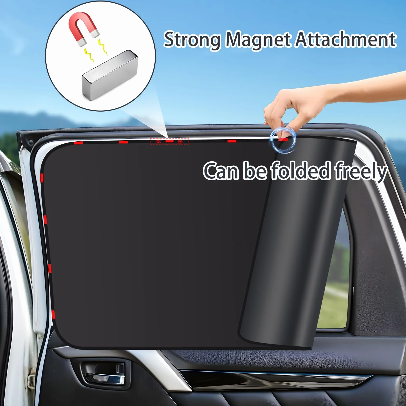 ZATOOTO Parasole per Auto 4 Pezzi Protezione Solare Anti-UV Poliestere Nero