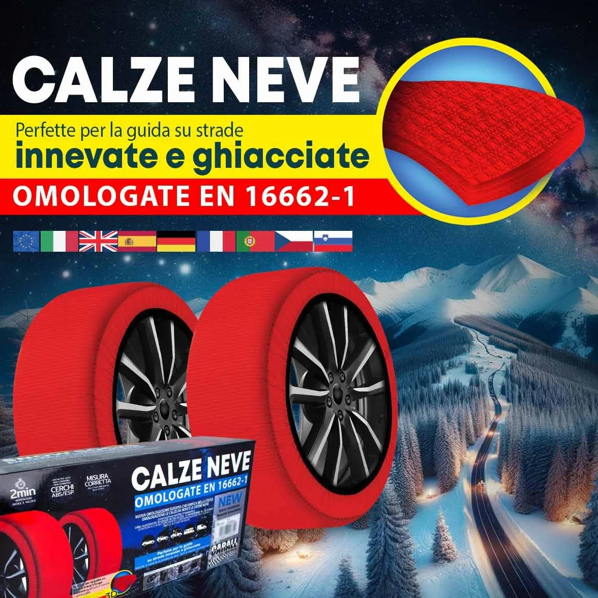 CARALL Calze da Neve Omologate Italia Rosso Misura L Catene Tessili