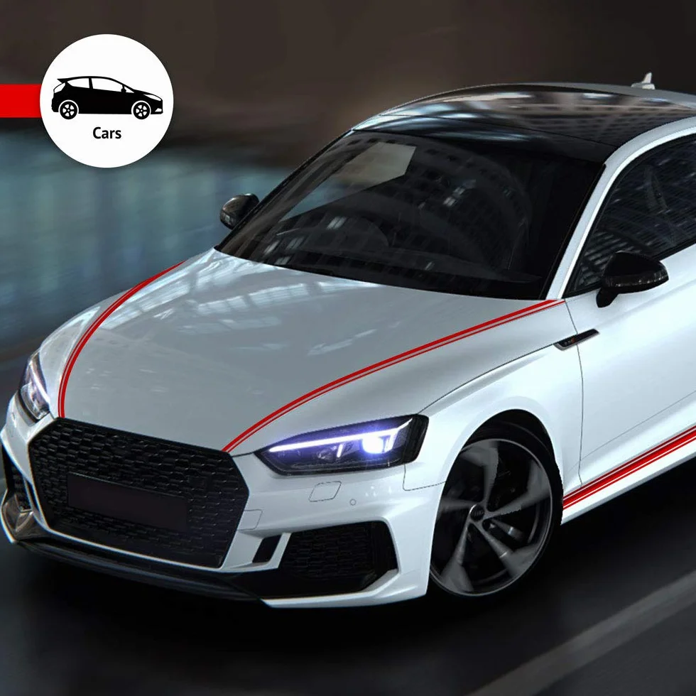 4R Quattroerre.it 10533 Trim Stripes Strisce Adesive per Auto, Rosso, 3F 50 mm x 10 mt