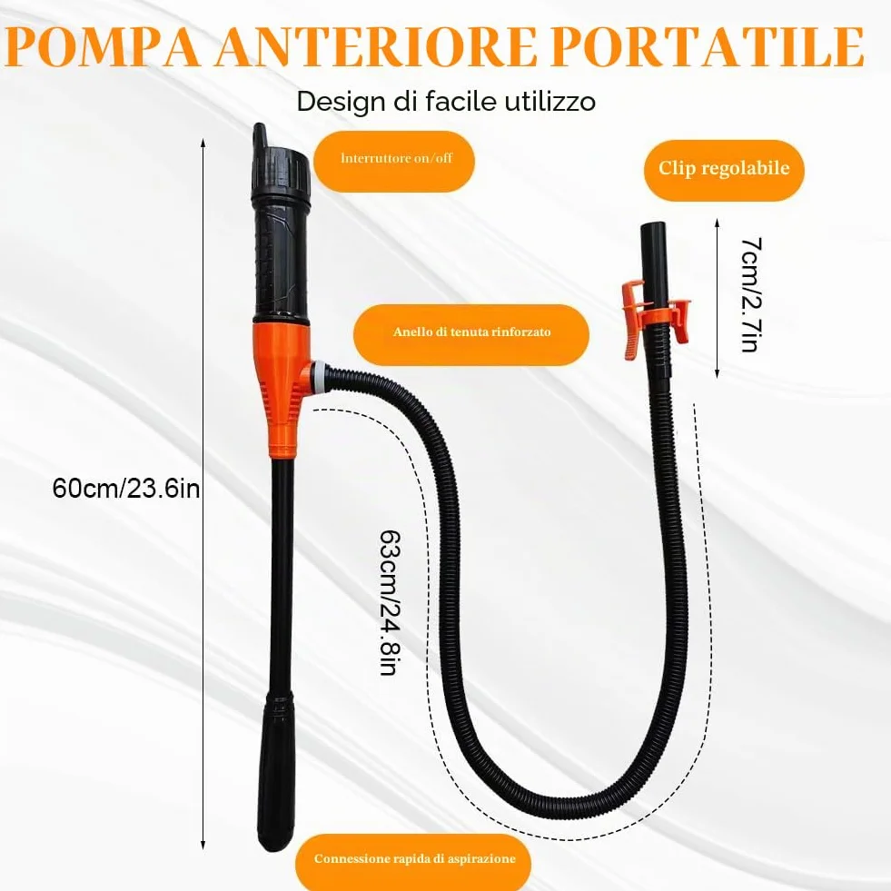 Pompa a benzina elettrica portatile a batteria per tanica, pompa a trasferimento liquido diesel a sifone