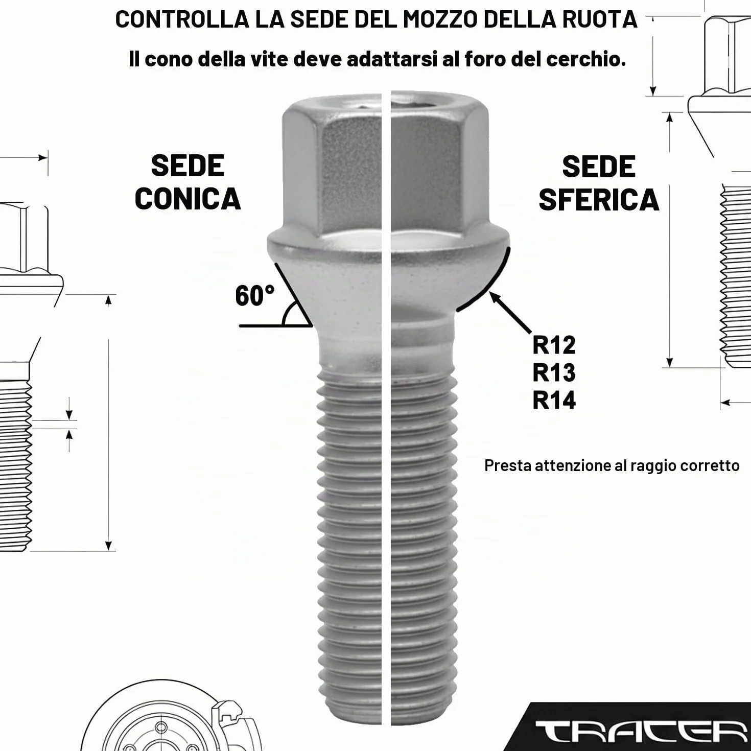 20 bulloni per ruote FIAT 500 tipo Uno, Strada, Barchetta, Brava, Bravo, Cinquecento, Panda, Stilo 500X 124 Spider 128 Coupé Croma Idea Linea Marea Ritmo x1/9 Palio M12 x 1,25 28 mm, dado conico