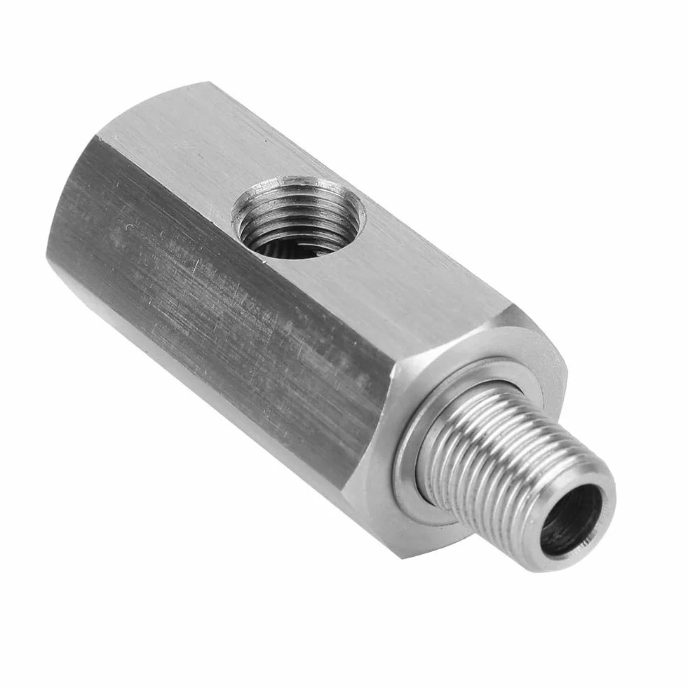 Aramox Adattatore Sensore Pressione Olio Manometro M10 in Acciaio Inossidabile, Tee to NPT Adapter Turbo Supply