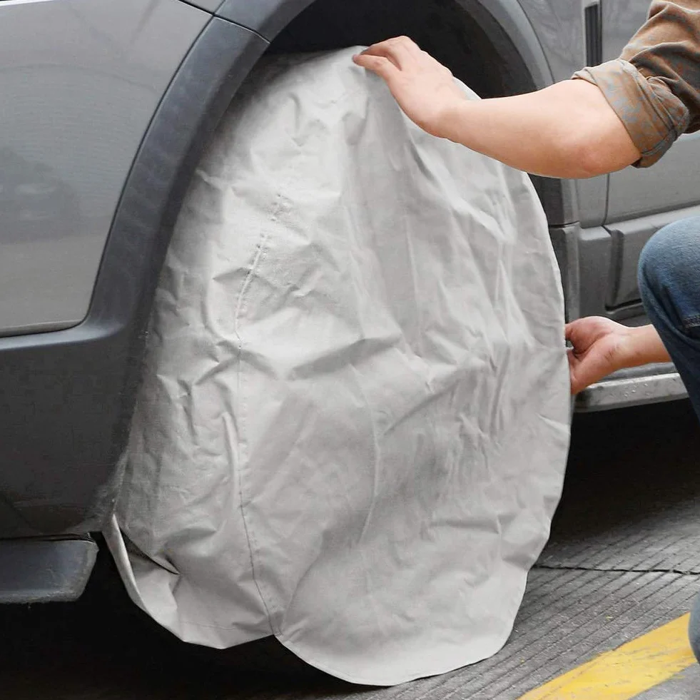 Copertura di protezione per pneumatici impermeabile in fibra di poliestere argento 27-29 pollici auto Jeep RV SUV rimorchio