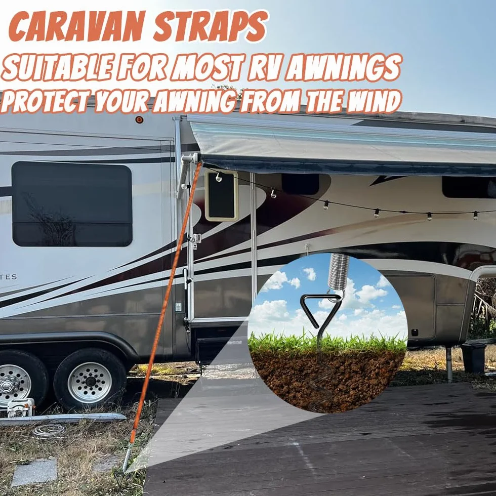 Tiranti Antitempesta per Tendalino Camper Auto Hold Down Side Kit con Corda