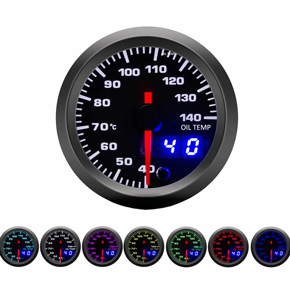 Kit Motore Auto 52mm Misuratore Temperatura Olio Digitale LED 7 Colori