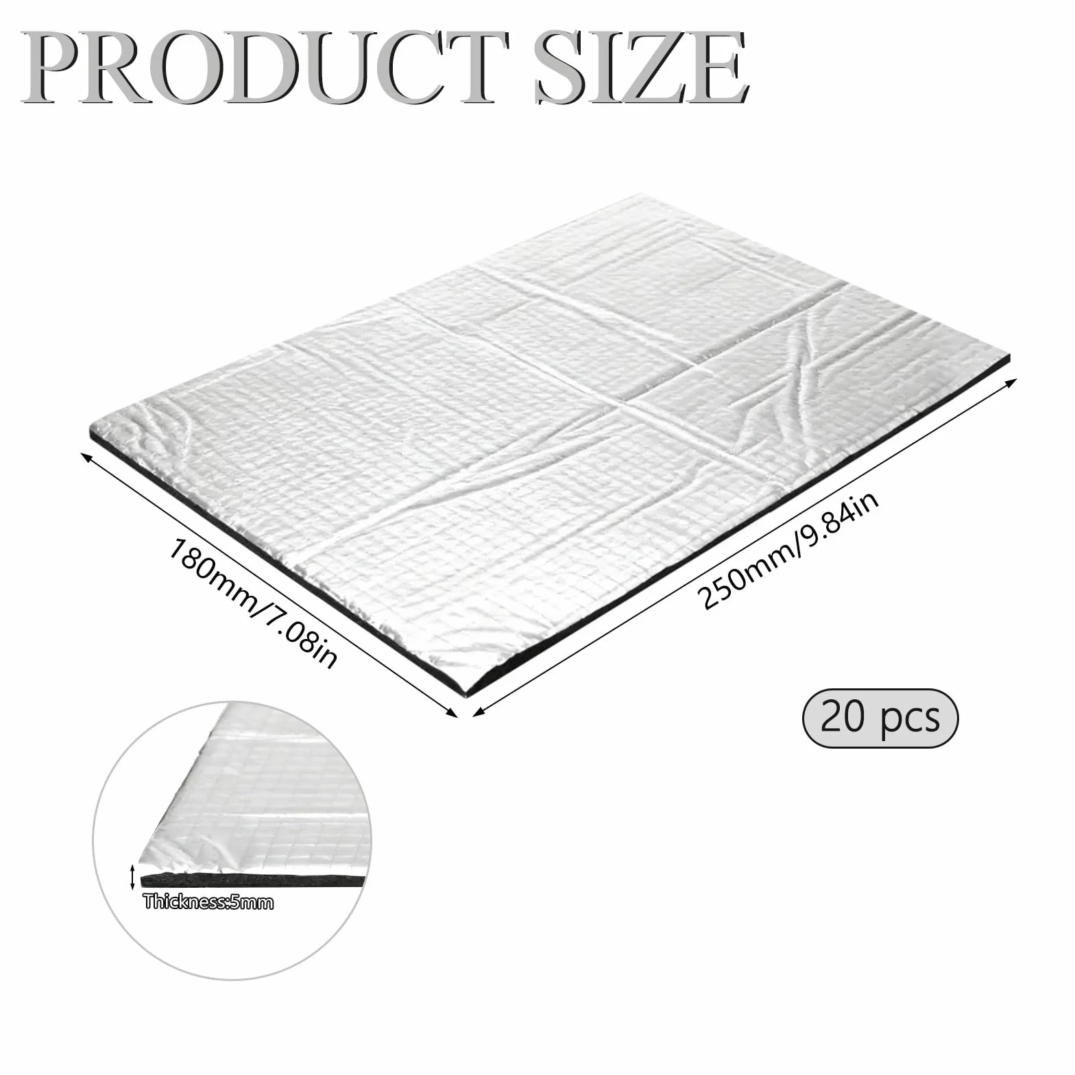 Tappetini Isolanti per Auto Isolante Termico Adesivo 250x180x5 mm Ignifugo Impermeabile