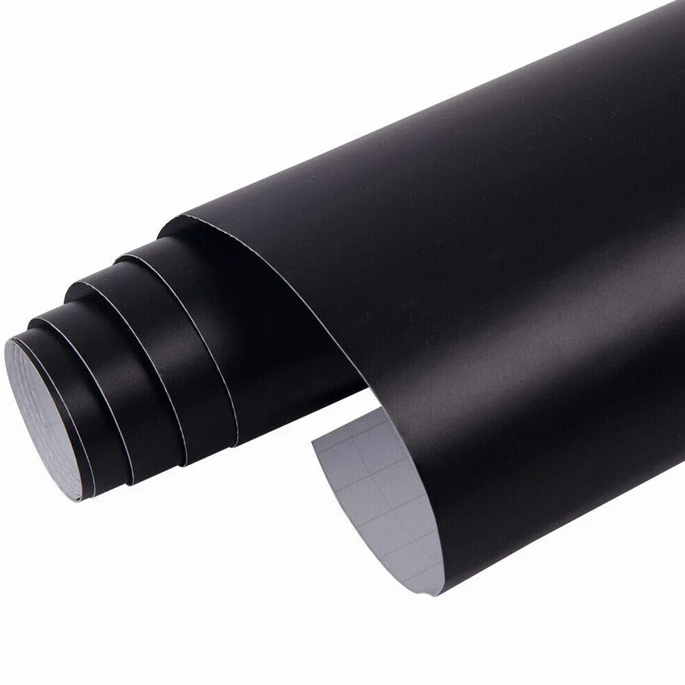 NewL - Adesivo in vinile nero opaco anti bolle d'aria – per uso all'aperto in ambito automobilistico, coltello + strumento manuale (45 x 152 cm)