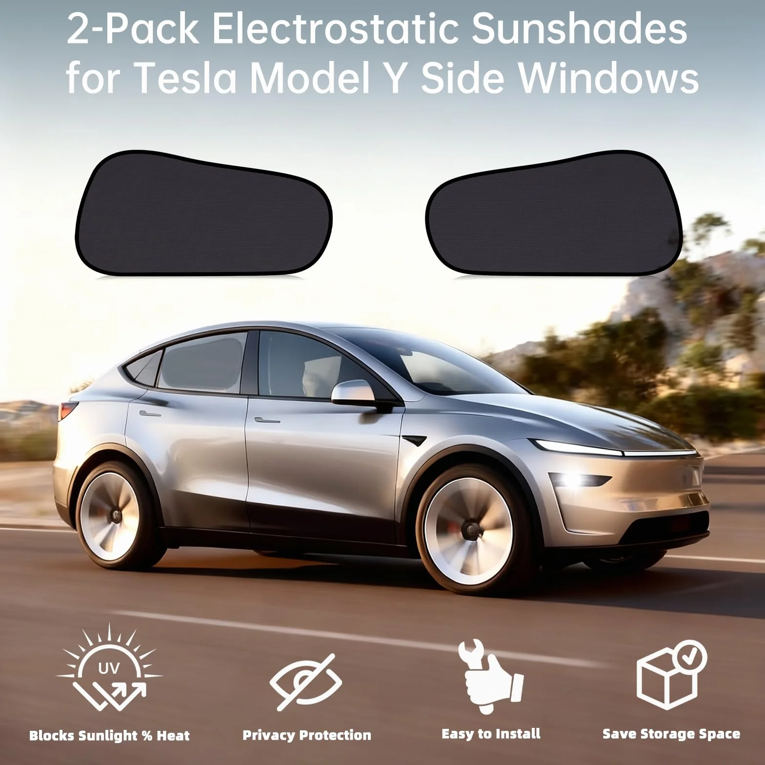 ZATOOTO Set di 2 Parasole per Auto Tesla Model Y con Protezione UV