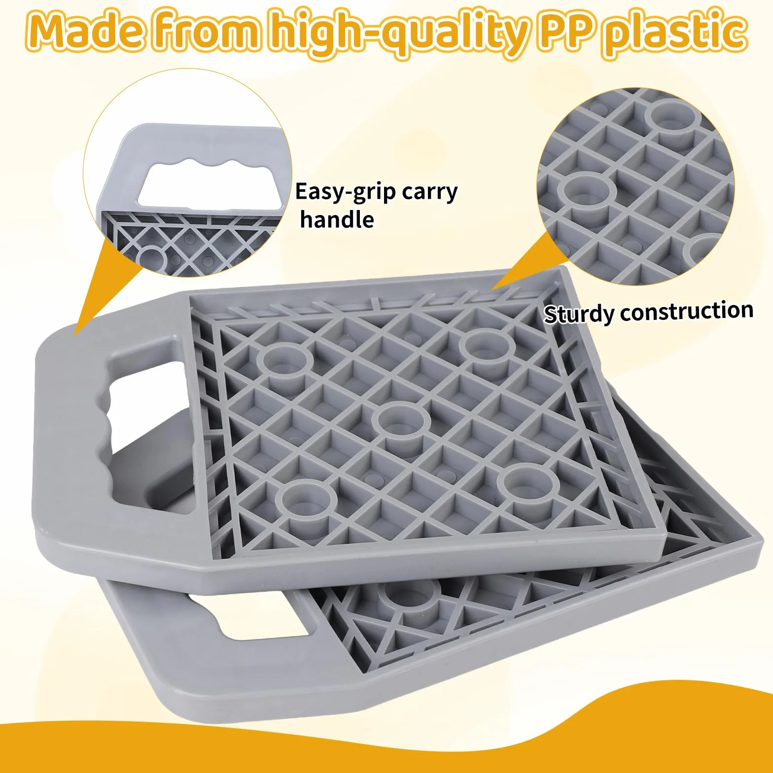 Set di 4 piastre di supporto per roulotte 23x17x2cm impilabili con maniglia stabilizzatrici