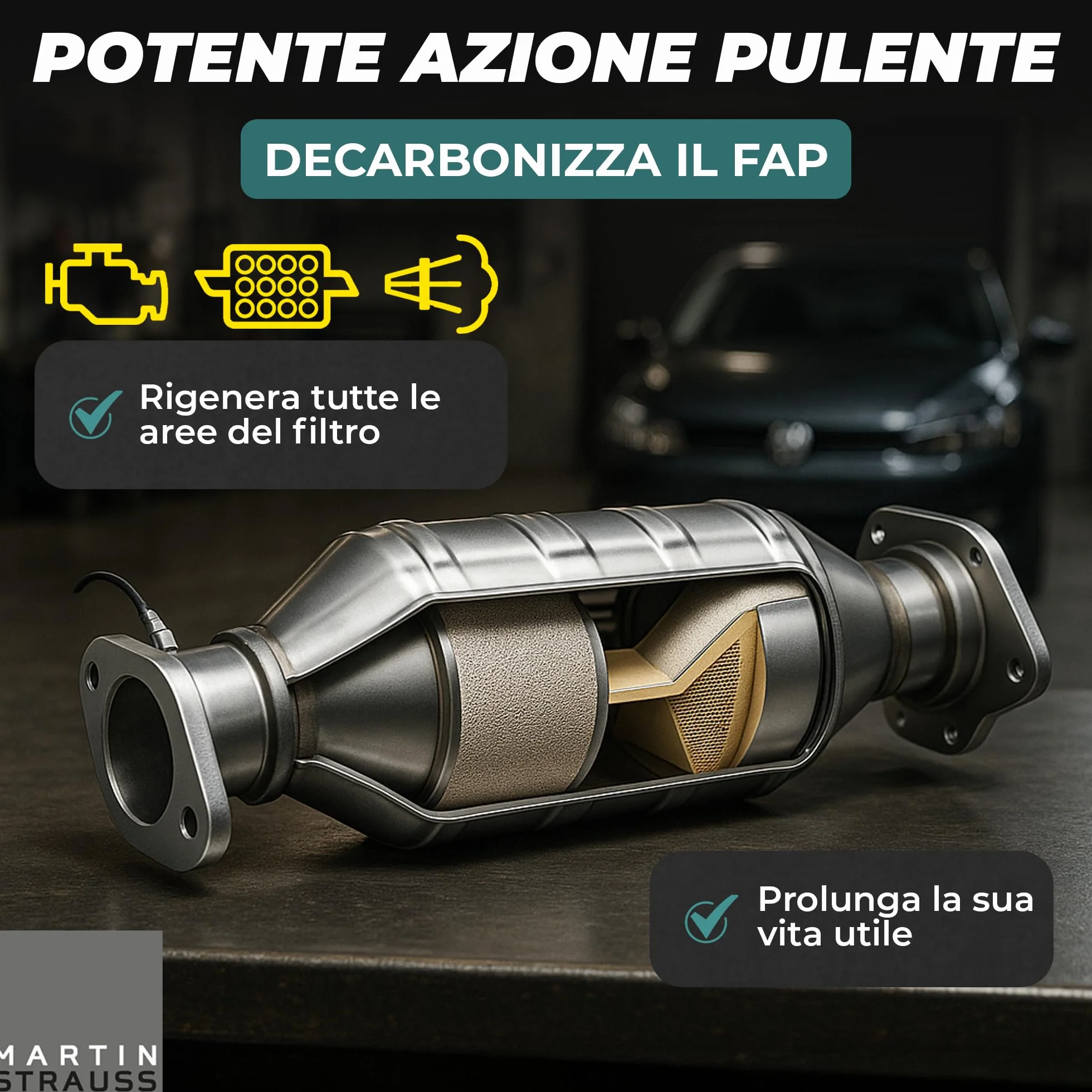 Martin Strauss Pulitore FAP - Filtro Antiparticolato Dpf, 3 Dosaggi, Trattamento Completo +EGR +Turbo, Cura Il Sistema FAP, 1 Litro, 3 Applicazioni