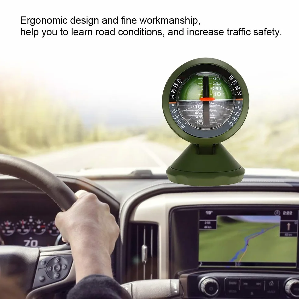 Tiiyee Inclinometro per Auto, Livello Bussola Guida Fuoristrada Indicatore Pendenza Multifunzione Strumento Sicurezza Stradale