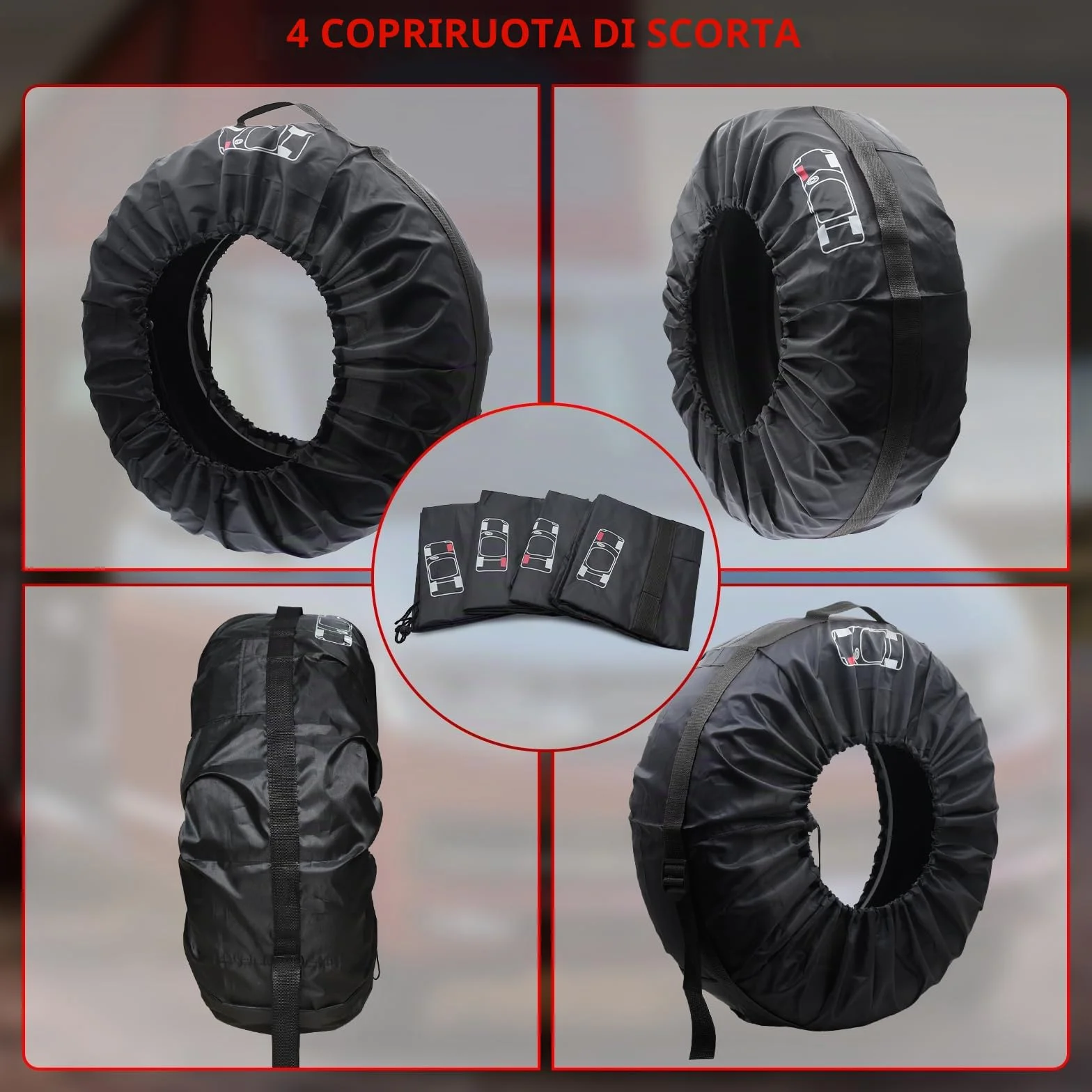 Coperture per Pneumatici Auto Impermeabili Antipolvere 18-22 Pollici Confezione da 4 Pezzi 80cm