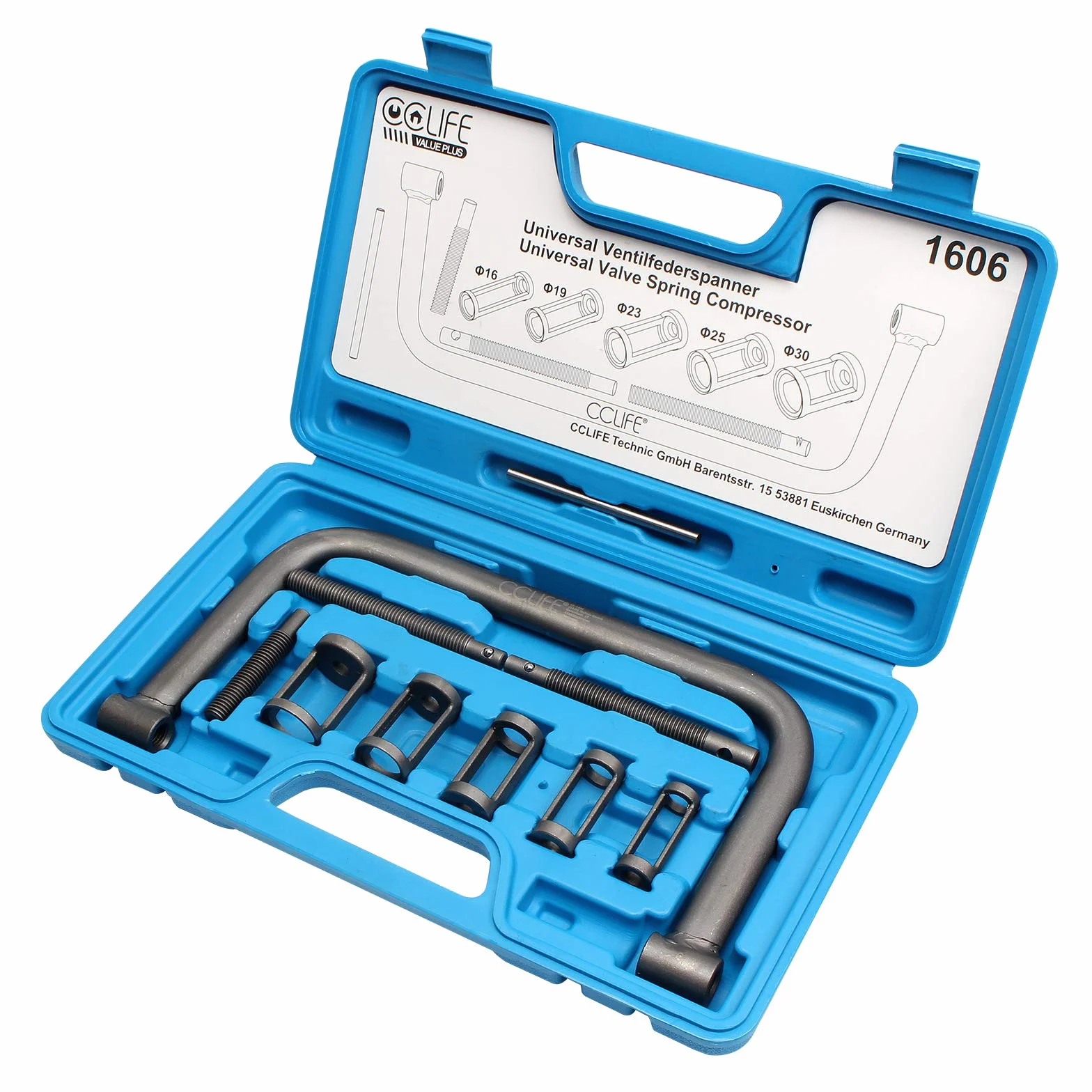 CCLIFE Zestaw 10 zaworów sprężarki, uniwersalny, zakres 16-30mm, z etui