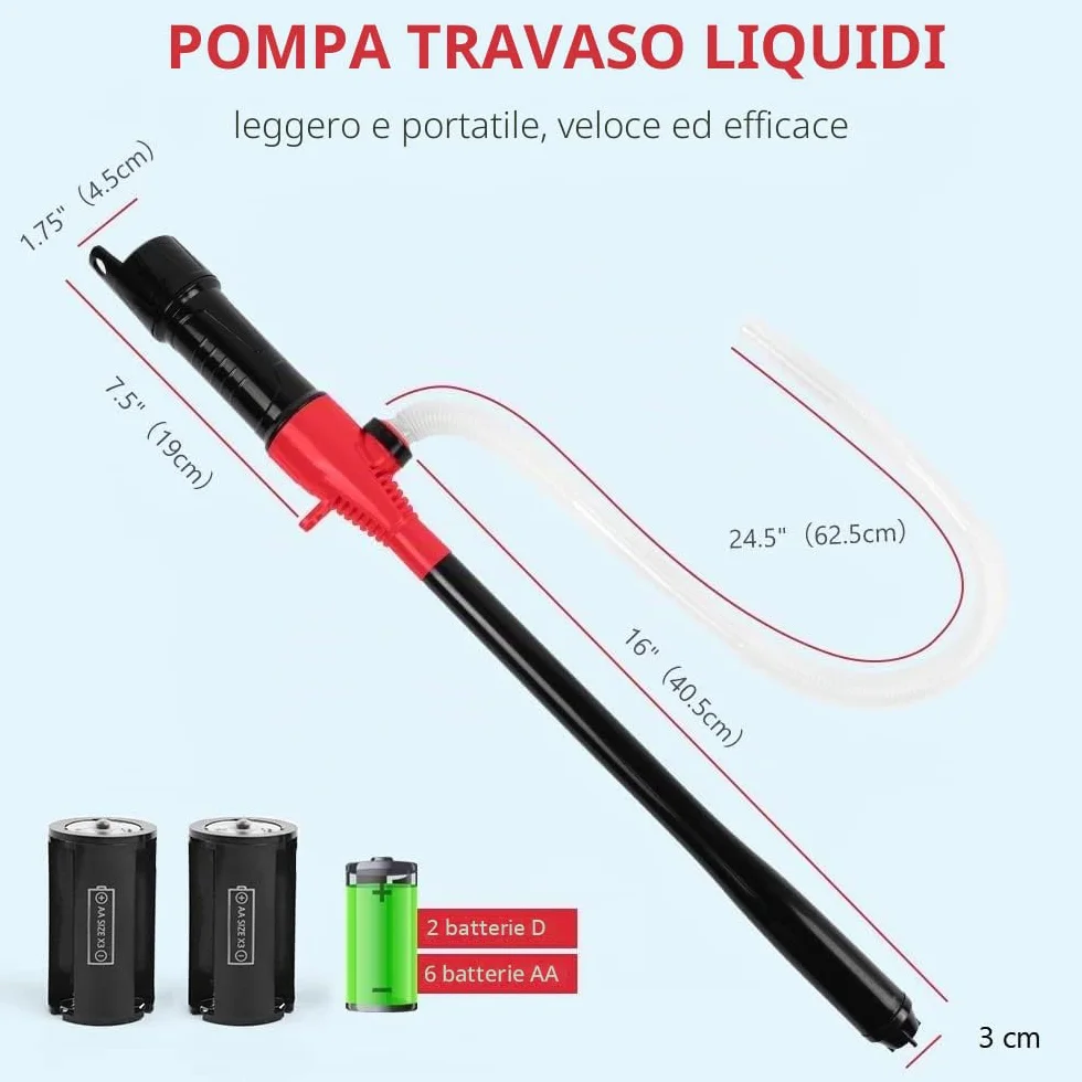 Flintronic Pompa Manuale per Trasferimento Carburante Portatile a Batteria per Olio Acqua Benzina