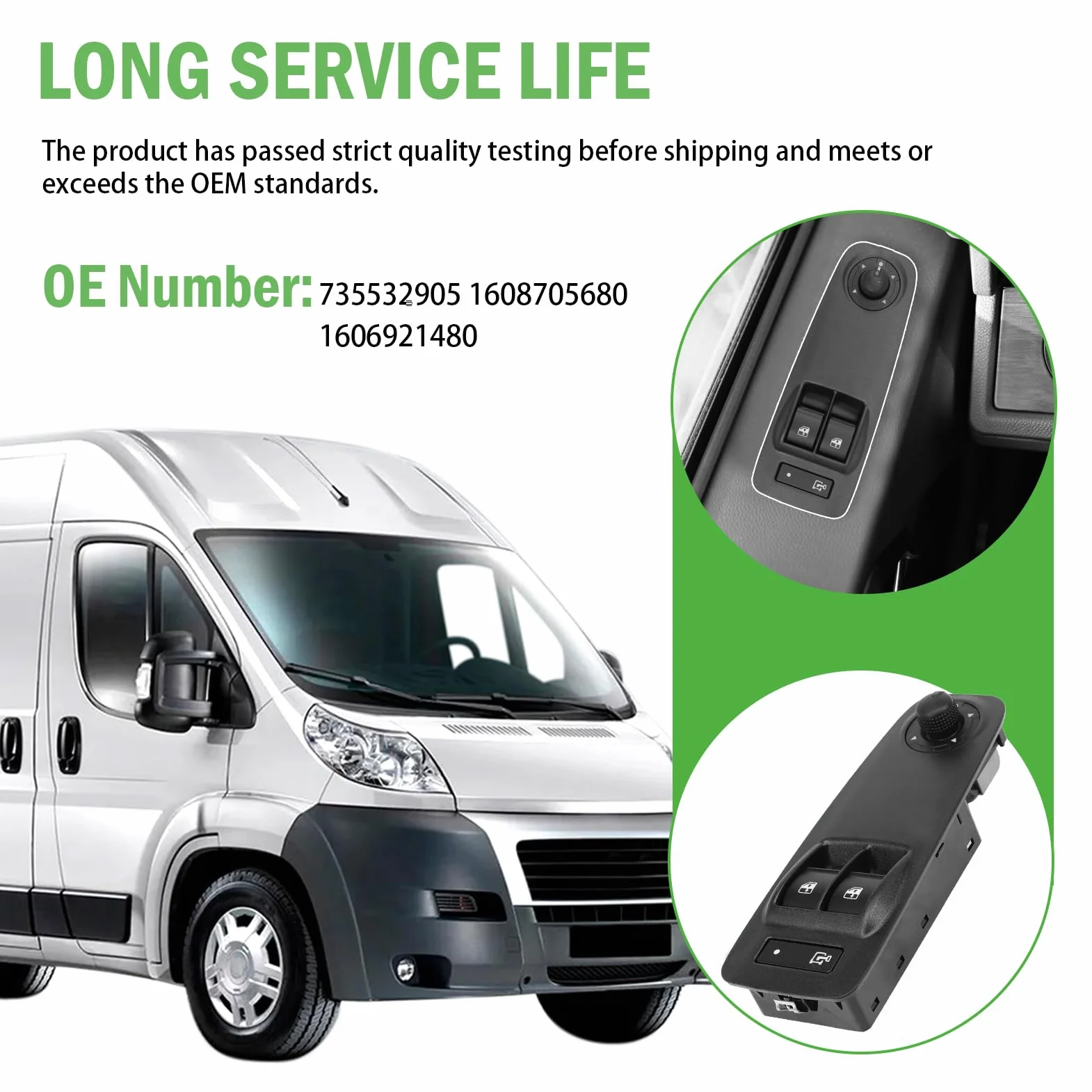 Interruttore alzacristalli console lato guida compatibile Jumper II Ducato III Boxer 735532905 1608705680 1606921480