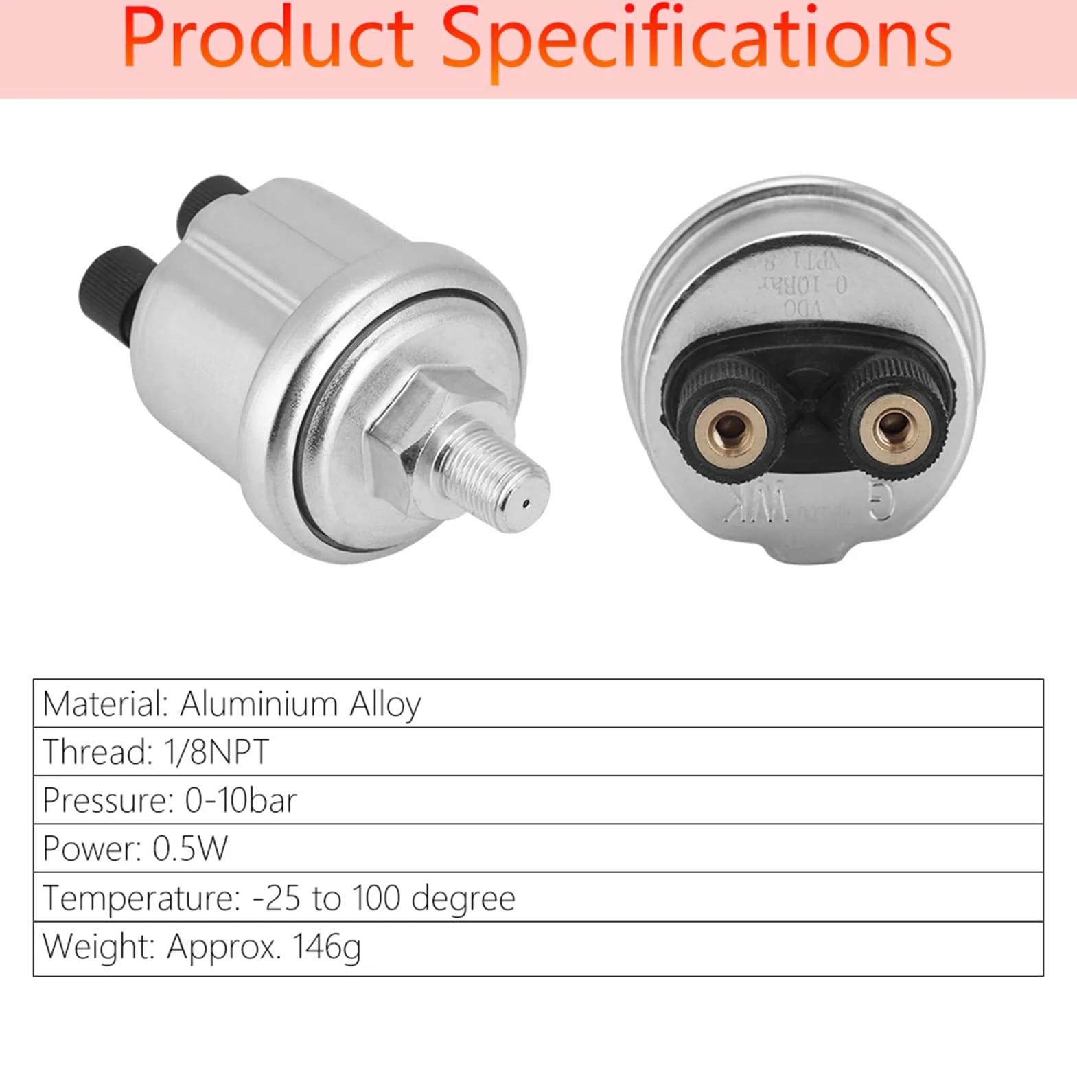 Sensore di pressione dell'olio Keenso Generatore universale 0 a 10 barre Sensore olio generatore di spine ad induzione olio 1 / 8NPT