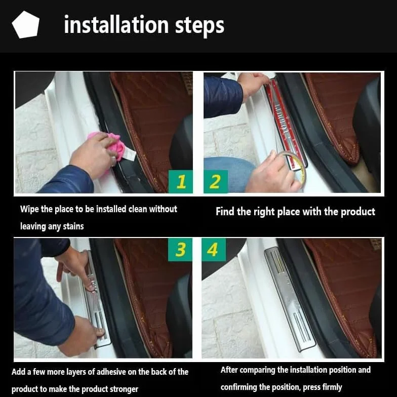 Acciaio Inox Battitacco per Auto per Leapmotor T03 2024-2025, Adesivi di Protezione per Auto Prevenire L'Usura, 4 Pezzi