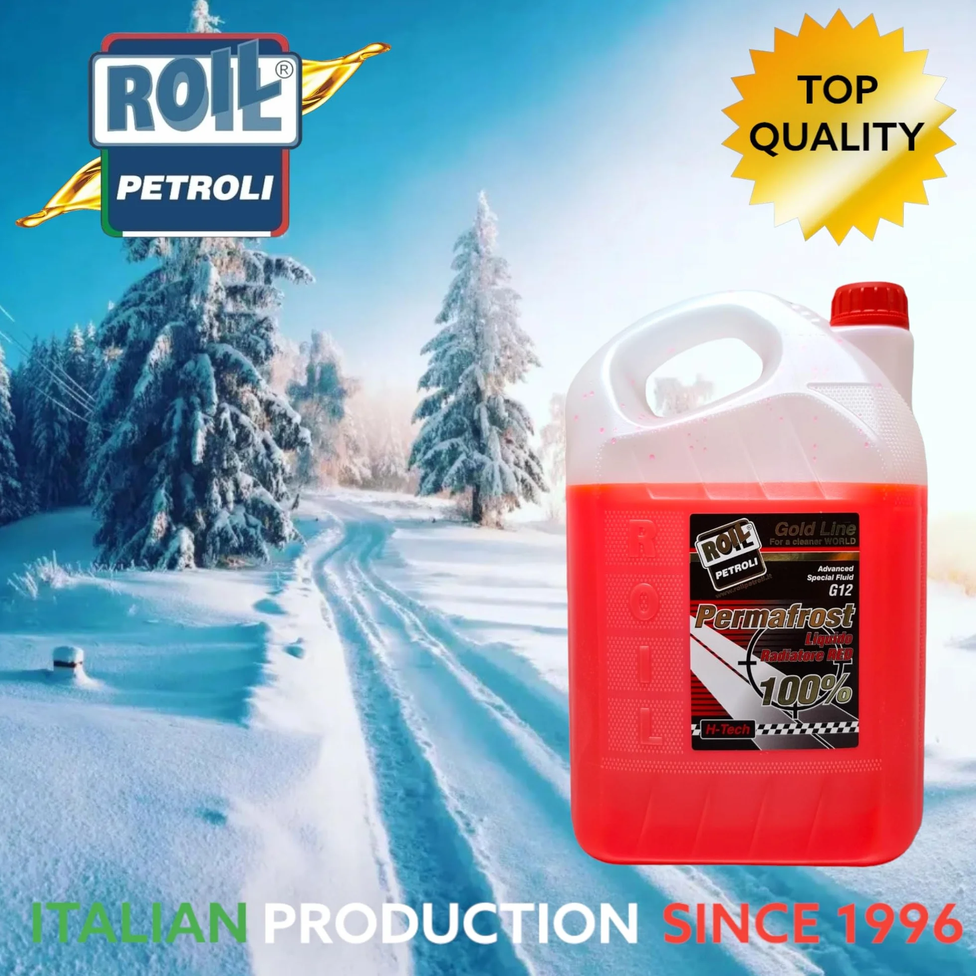 Roil PERMAFROST ANTIGELO Rosso G 12 SUPERCONCENTRATO Diluito al 50% con Acqua, Si ottengono 10 Litri di Liquido Pronto all'Uso con Protezione -40° +120° (5 kg.)