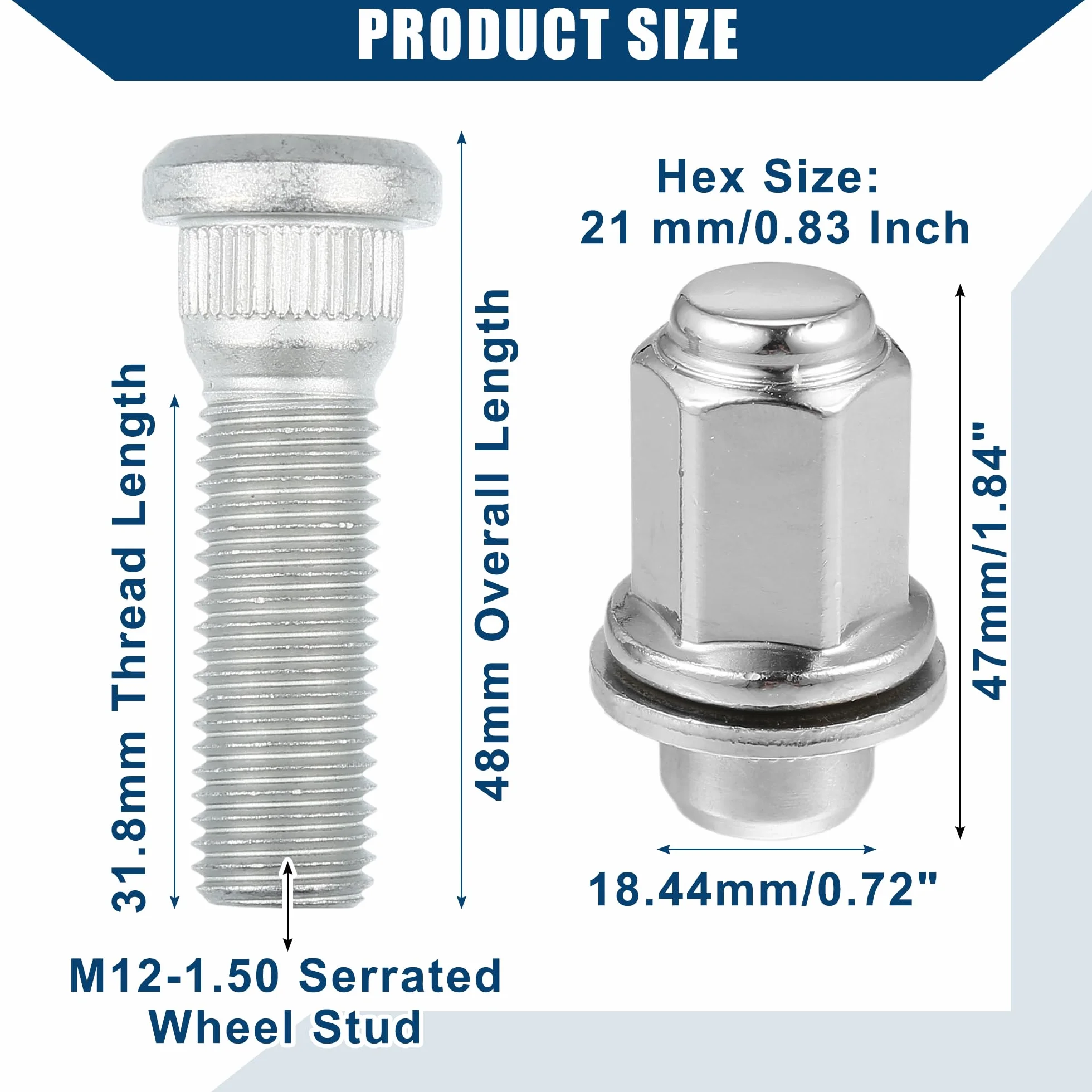 A ABSOPRO No.9094202049 Bullone per perno ruota M12-1.5 per Lexus, per Toyota e per Scion
