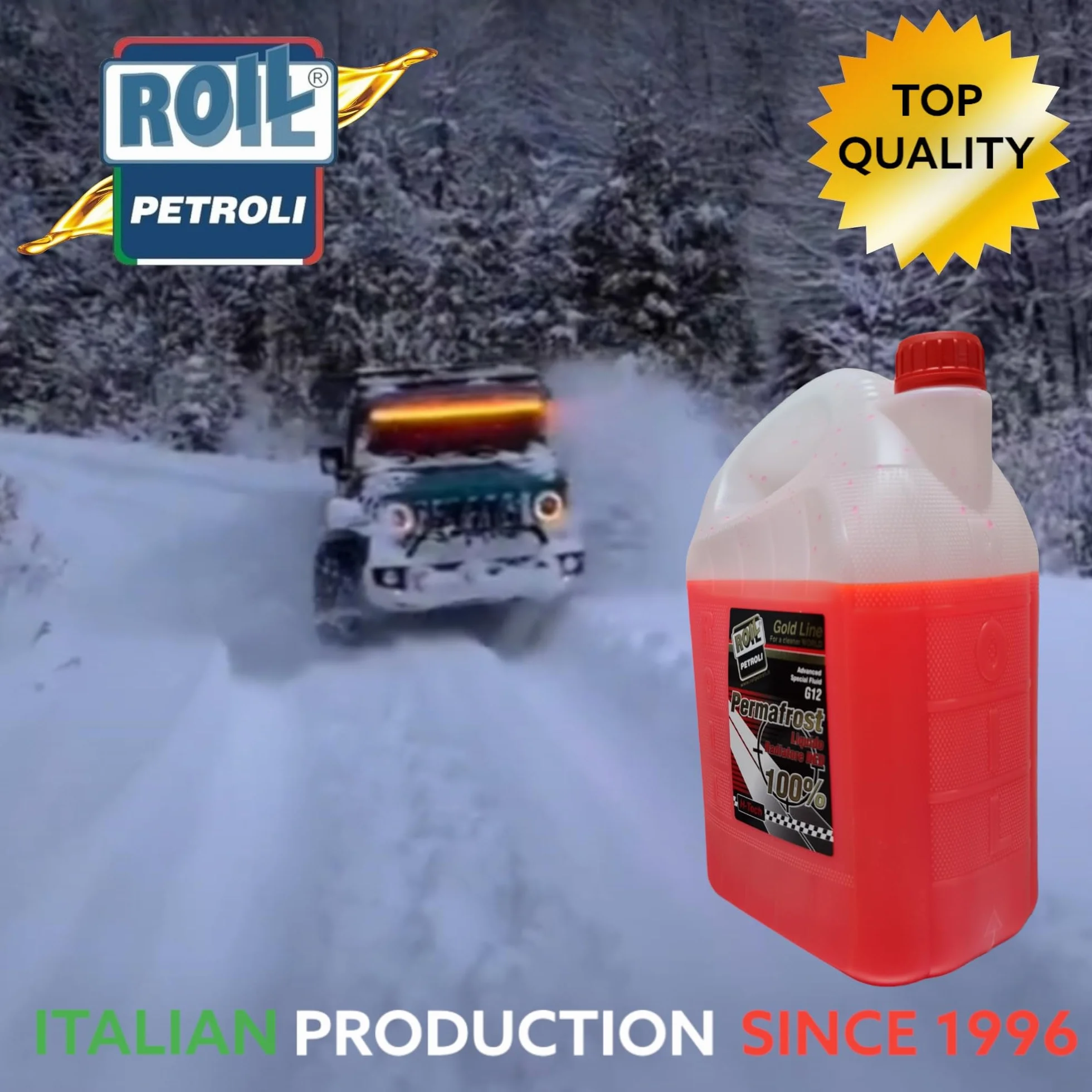 Roil PERMAFROST ANTIGELO Rosso G 12 SUPERCONCENTRATO Diluito al 50% con Acqua, Si ottengono 10 Litri di Liquido Pronto all'Uso con Protezione -40° +120° (5 kg.)