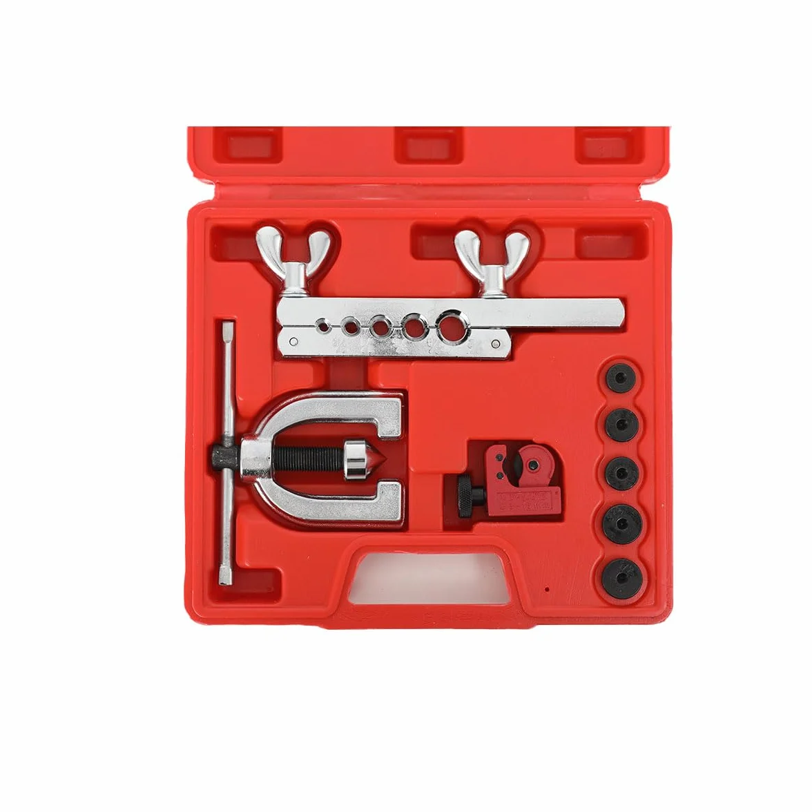 Kit di Attrezzi per Espansione Tubazioni Freni, Taglierina Tubi, Svasati, 5 Adattatori 3/16"-1/2", Rame Alluminio Ottone
