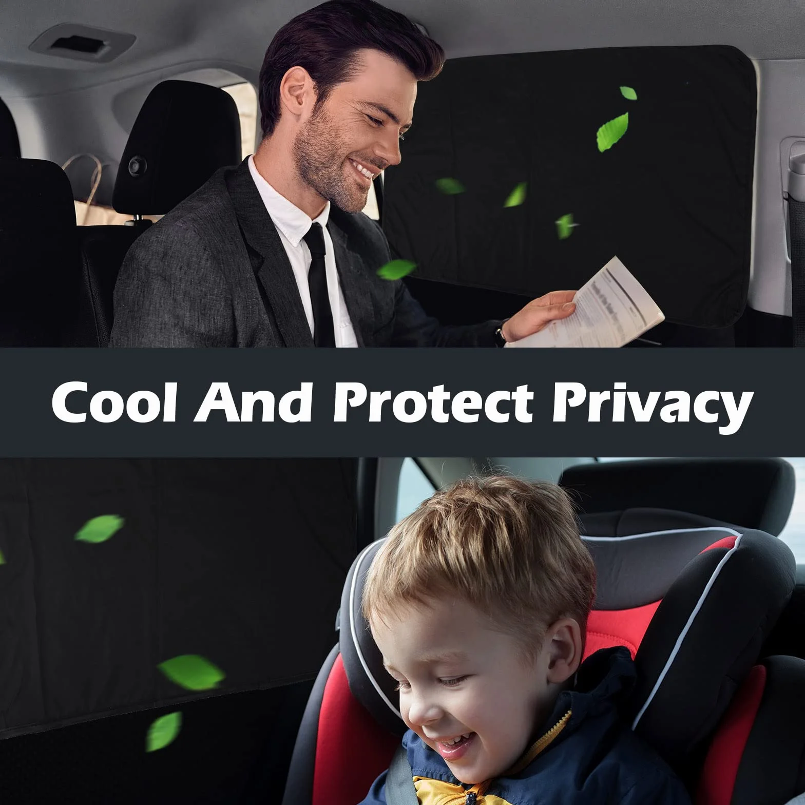 ZATOOTO Parasole per Auto 4 Pezzi Protezione Solare Anti-UV Poliestere Nero
