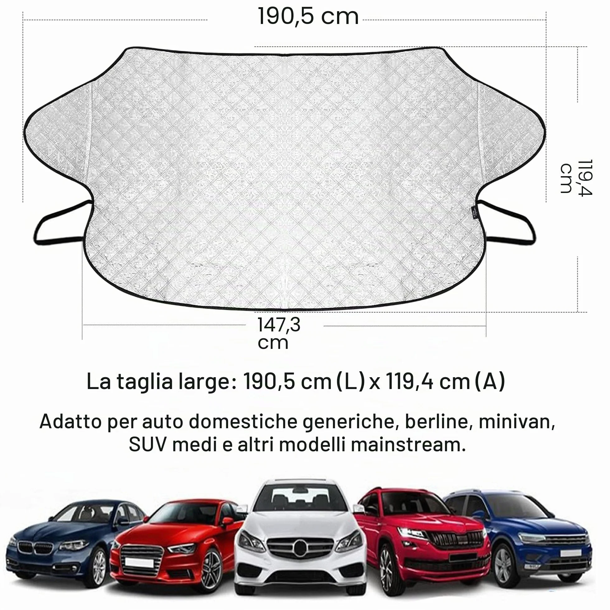 Copri Parabrezza Auto 4 Strati Ispessire Antighiaccio Ripiegabile Esterno