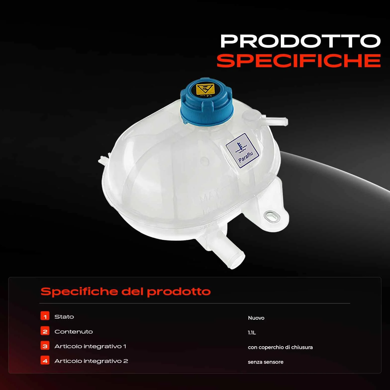 Frankberg Serbatoio di Espansione Refrigerante Intestazione Serbatoio Raffreddamento Compatibile con KA RU8 1.2 169 1.2 169 1.1 169 1.2 4x4 169 1.2 Natural Power Replace# 51956876