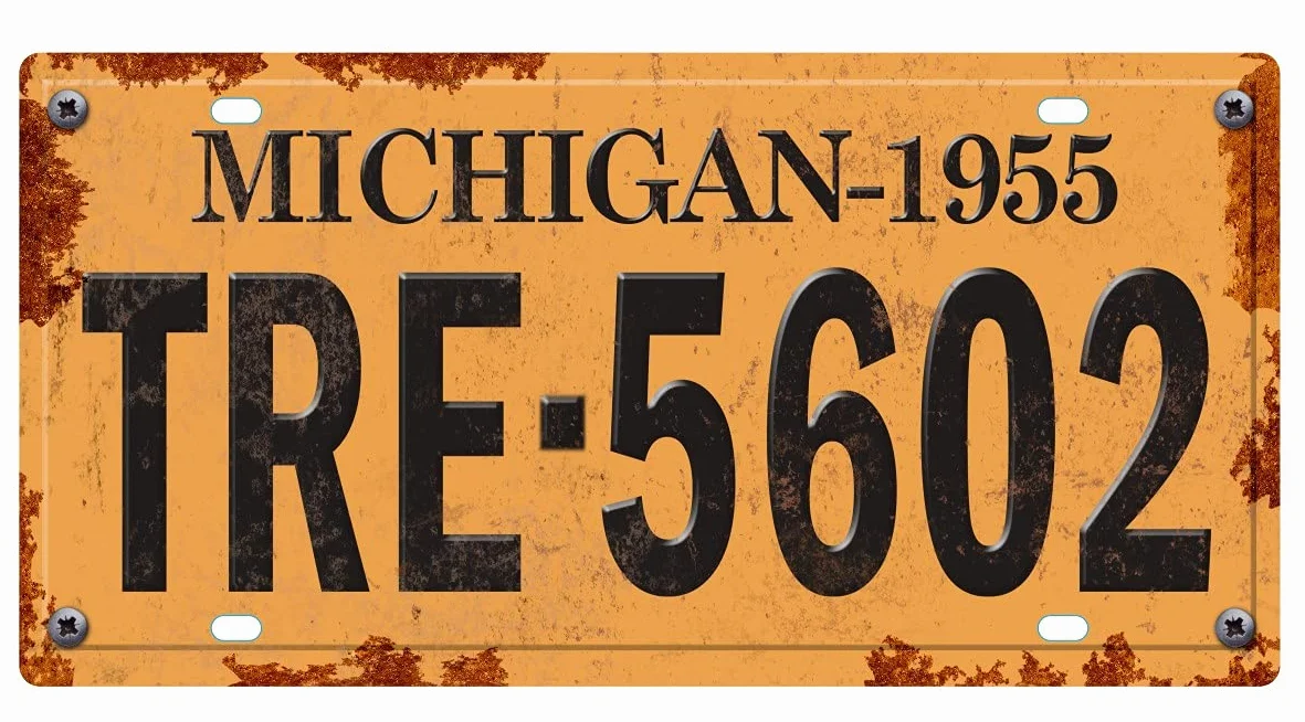 - Confezione da 10 targhe automobilistiche USA Anni '40/'50 - Replica Vere targhe Americane con Effetto Consumato (OLD4)