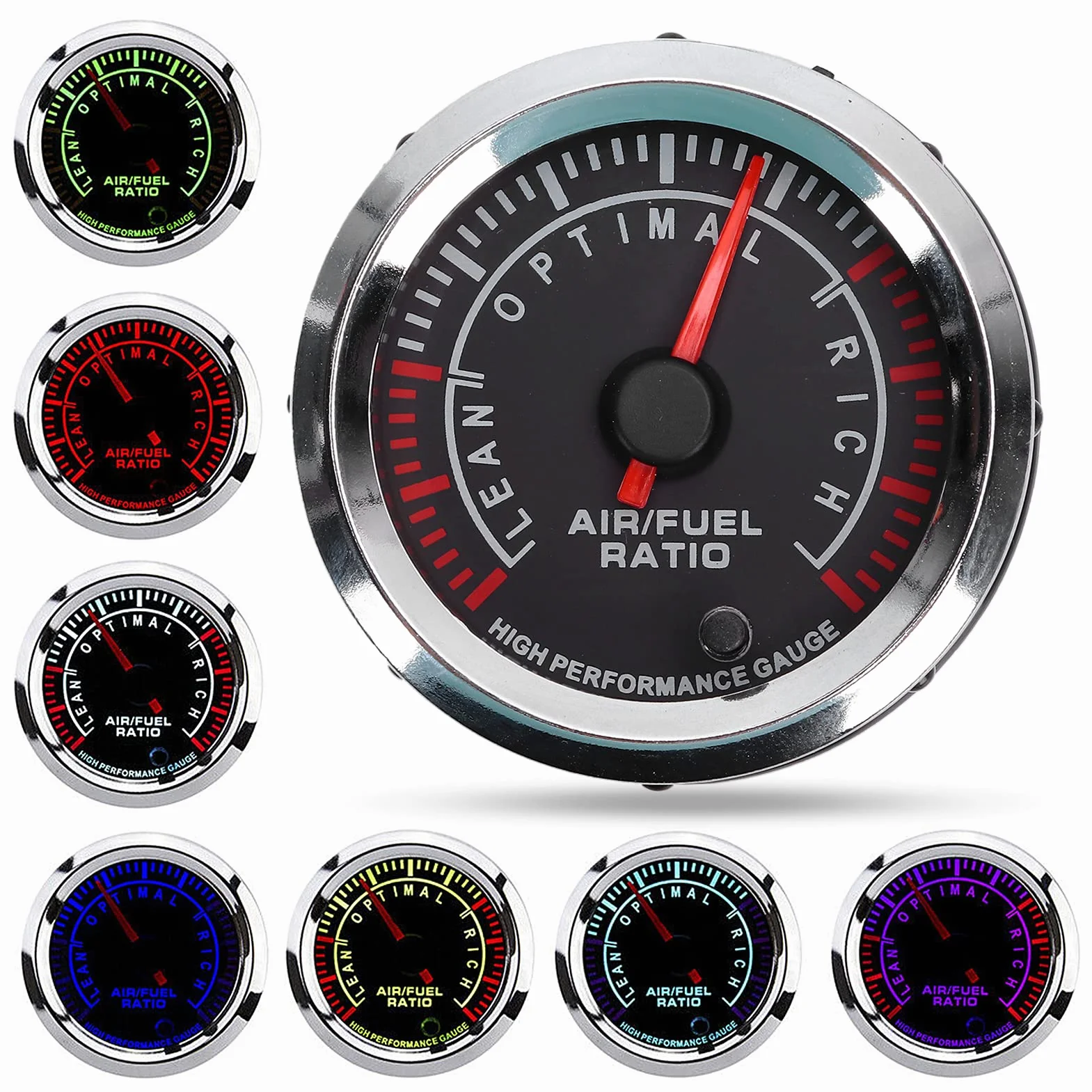 Misuratore Rapporto Carburante Aria, Misuratore Rapporto Carburante Aria 2in 12V 7 Colori LED Misuratore AFR Professionale Ad Alta Precisione Universale per Auto