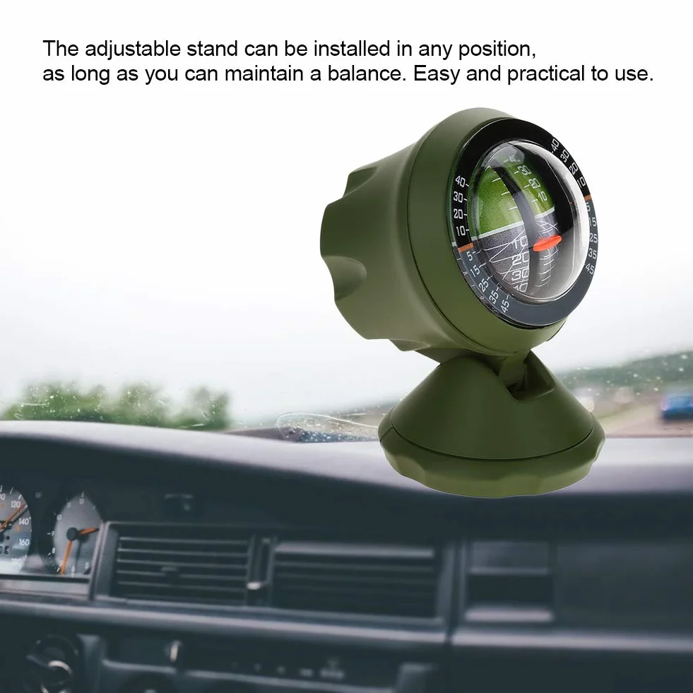Tiiyee Inclinometro per Auto, Livello Bussola Guida Fuoristrada Indicatore Pendenza Multifunzione Strumento Sicurezza Stradale