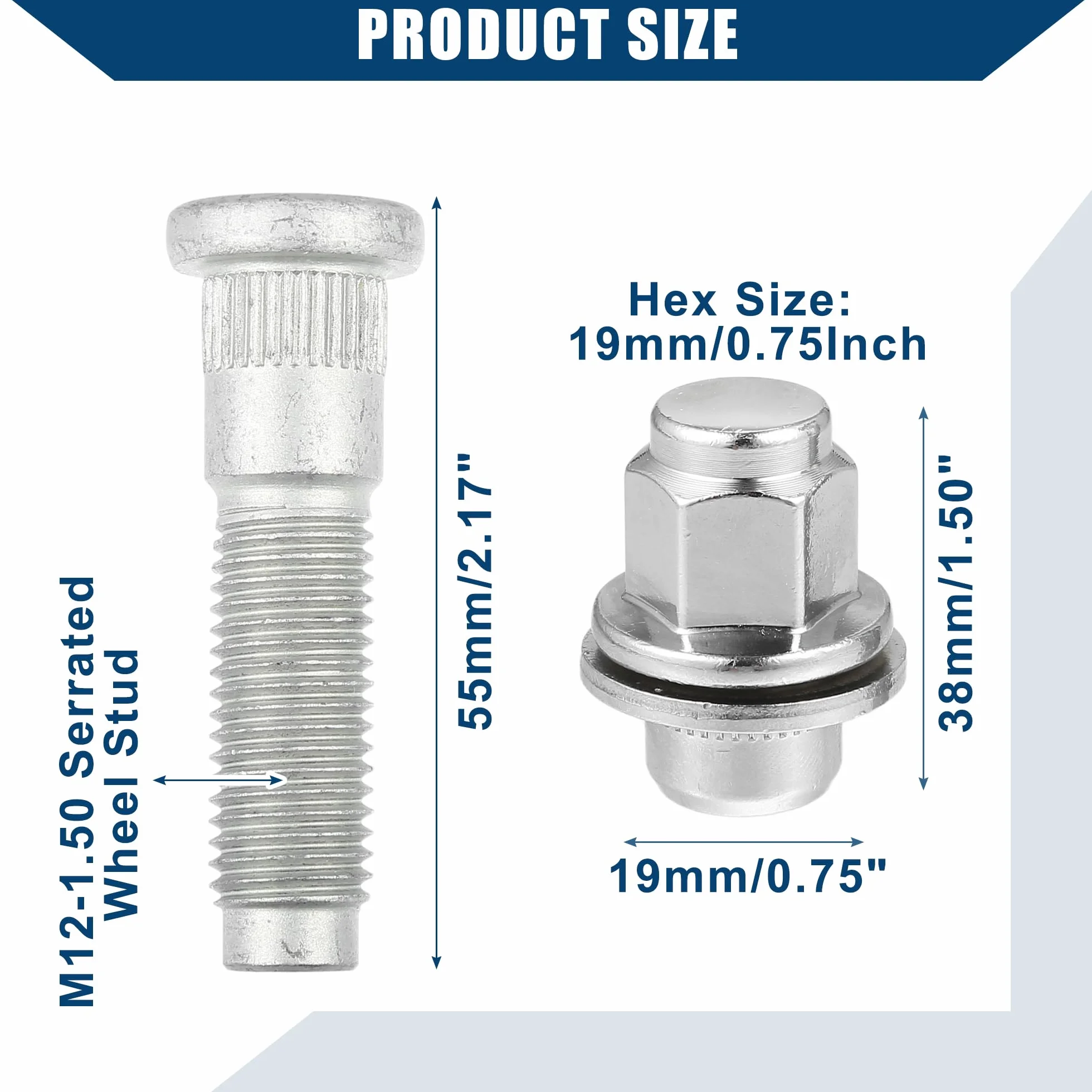 A ABSOPRO No.C2C35294010 Bullone Dado per Perno Ruota M12-1.5 per Jaguar F/S/X-Type