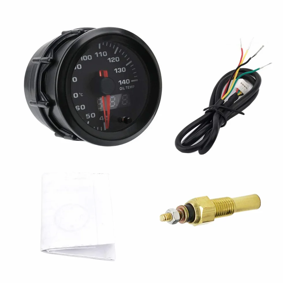 Kit Motore Auto 52mm Misuratore Temperatura Olio Digitale LED 7 Colori