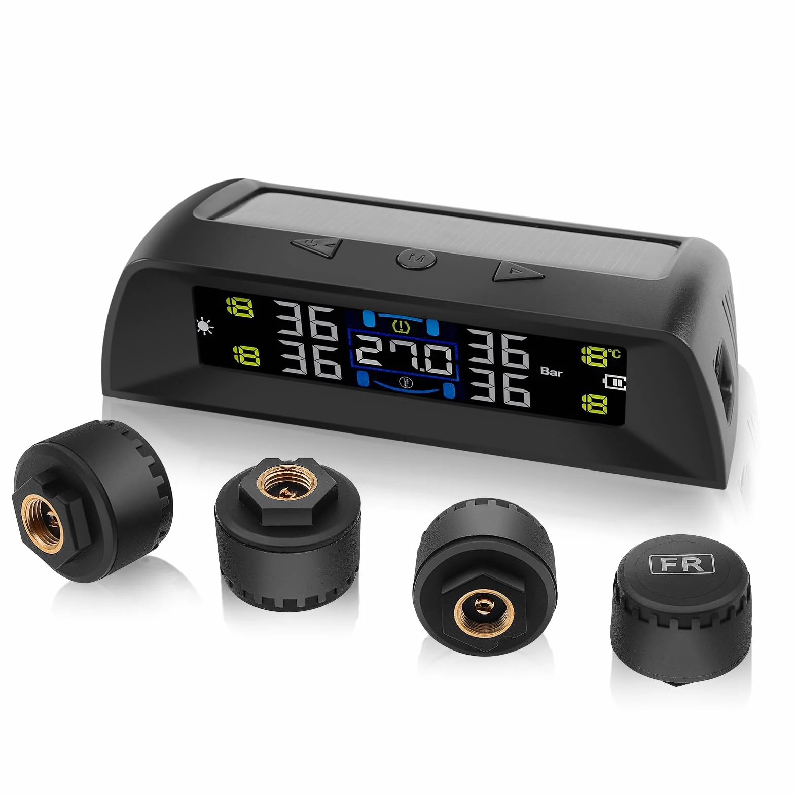 KAOLALI TPMS Sistema Monitoraggio Pressione Pneumatici con 4 Sensori 0-72 PSI Allarme Temperatura