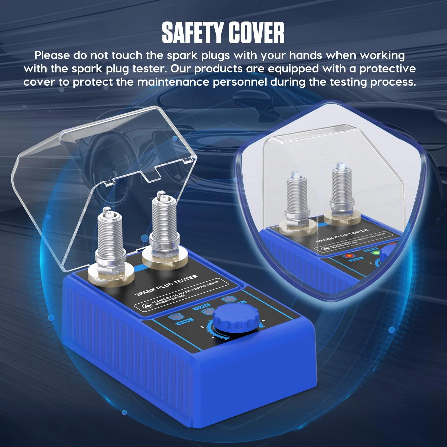 PLAYOCCAR Tester per candele Accensione 220V - Rivelatore Candele per Auto 12 mm, Frequenza Regolabile 0~6000RPM 12 V