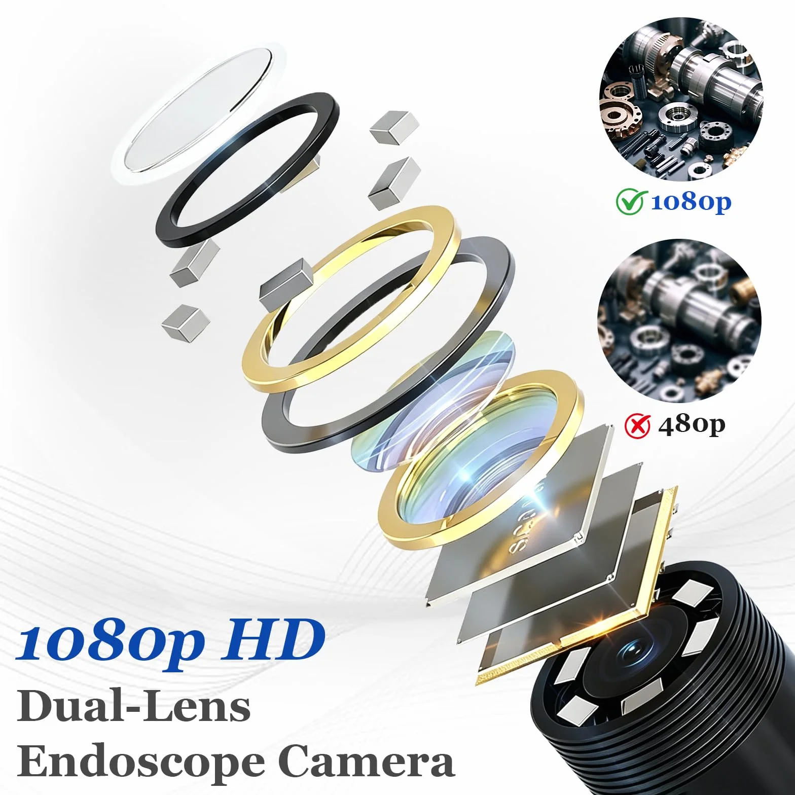 Endoscopio per Smartphone 1920P HD IP67 Impermeabile Cavo 5M Android iOS